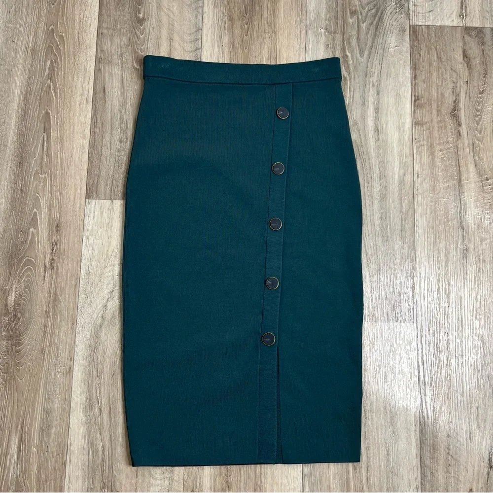 REISS Hatty Button Front Skirt Green Size M NWT